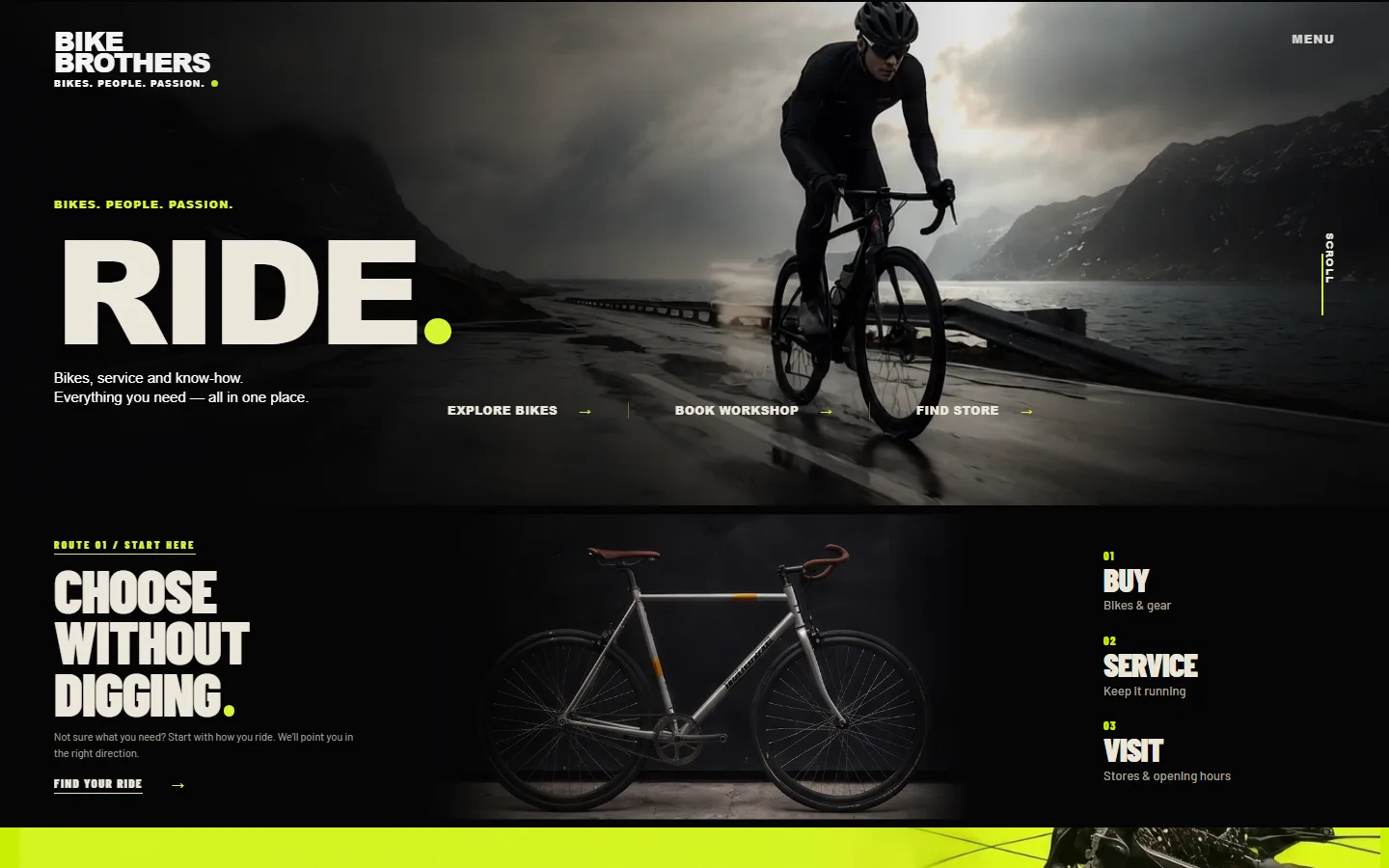 Bike Brothers — konseptdesign for sykkelbutikk og verksted